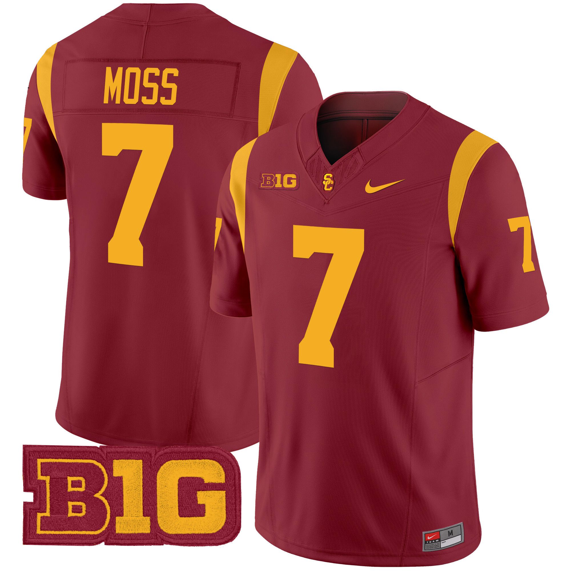 Men USC Trojans #7 Moss Red Nike 2024 Vapor Limited NCAA Jersey style 1